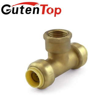 GutenTop High Quality and Hot Sale lead free brass push fit pump fitting Female and quick Equal Tee for pipe